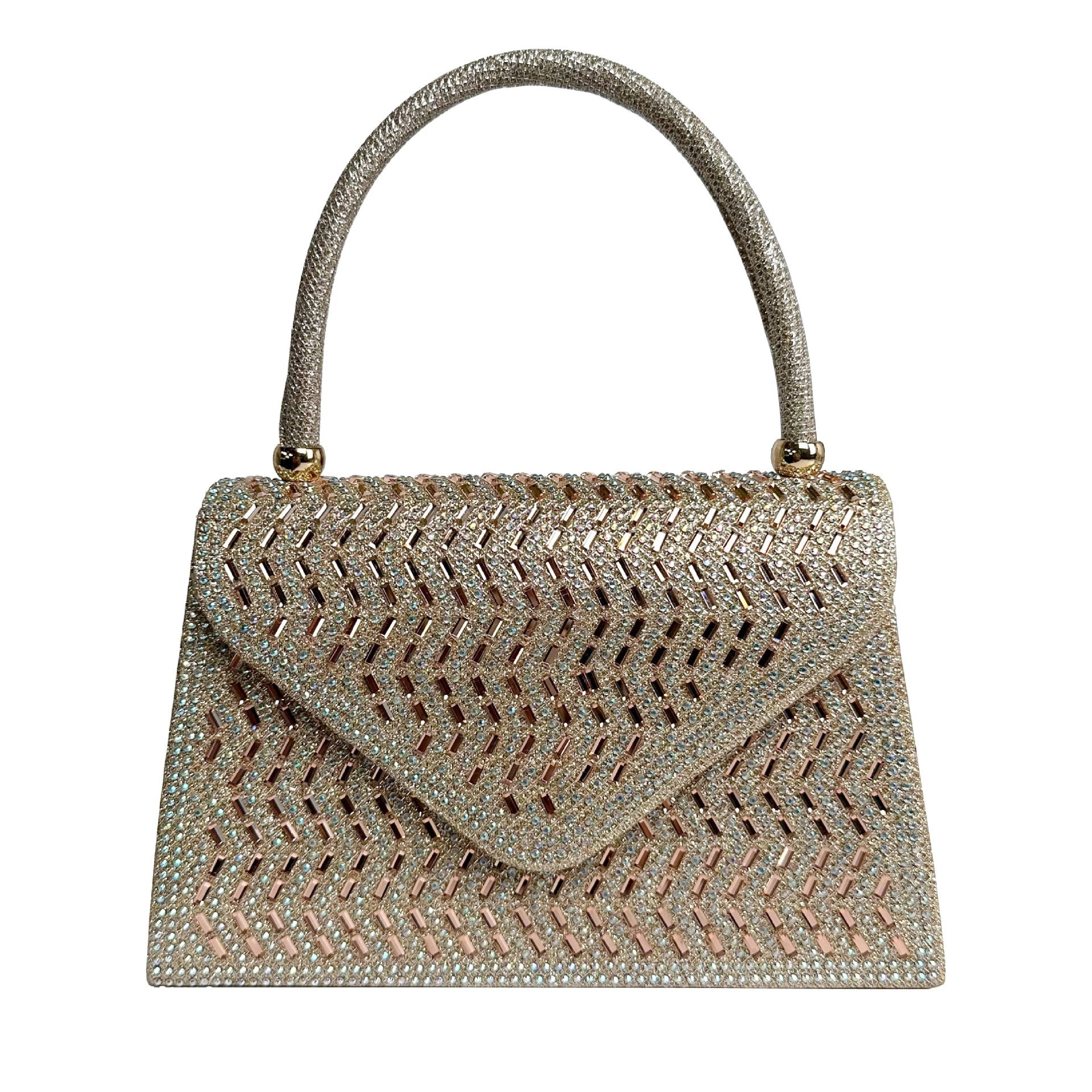 Rhinestone Dinner Ladies Hand Bag - Elegant and New Evening Bag Champagne Gold