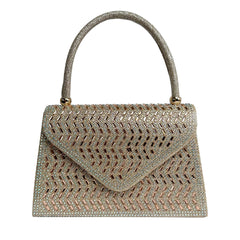 Rhinestone Dinner Ladies Hand Bag - Elegant and New Evening Bag Champagne Gold