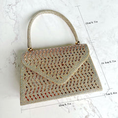Rhinestone Dinner Ladies Hand Bag - Elegant and New Evening Bag Champagne Gold