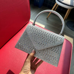 Rhinestone Dinner Ladies Hand Bag - Elegant and New Evening Bag Silver