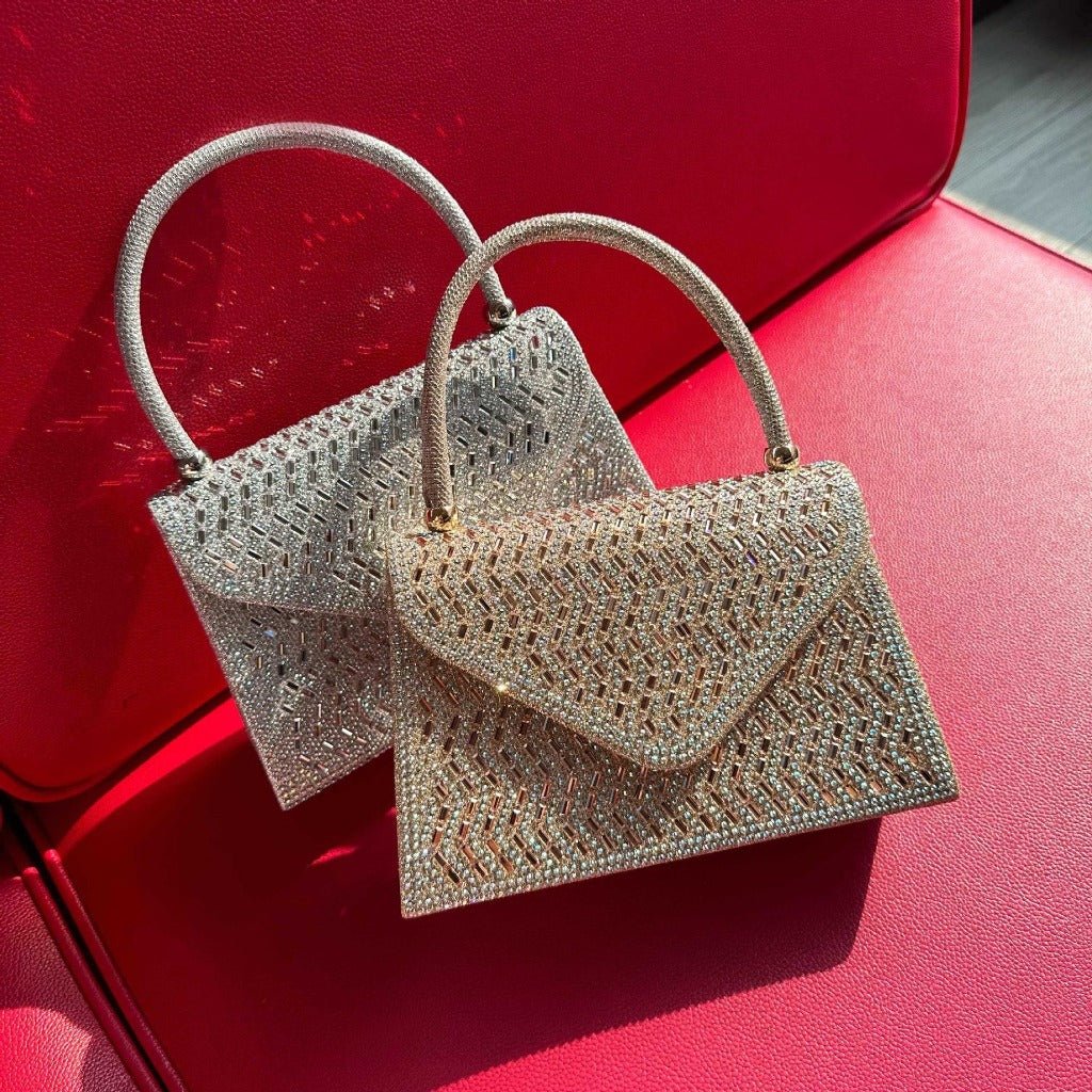 Rhinestone Dinner Ladies Hand Bag - Elegant and New Evening Bag Champagne Gold