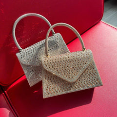Rhinestone Dinner Ladies Hand Bag - Elegant and New Evening Bag Champagne Gold
