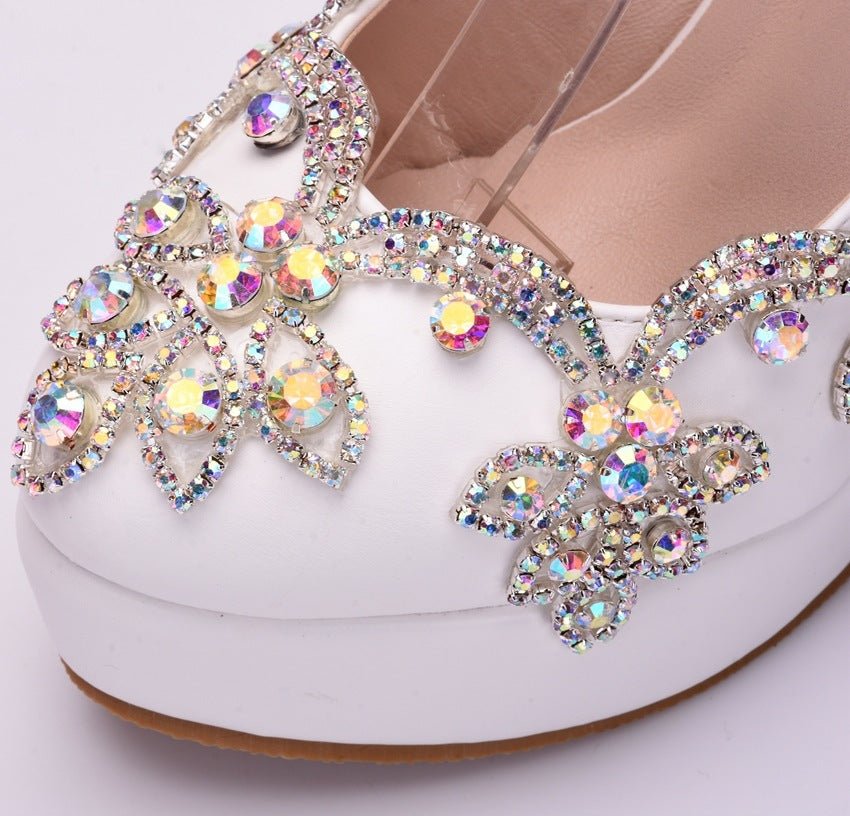 Rhinestone High Heel Shoes Women's Stiletto White Diamond
