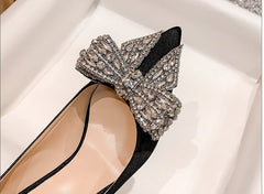 Rhinestone High Heel Shoes Women's Stiletto French Style Champagne Heel Height 6cm
