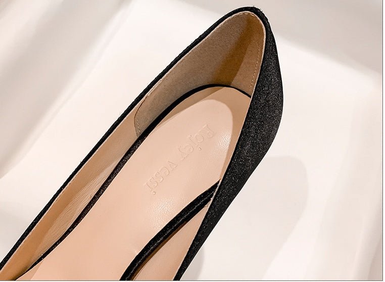 Rhinestone High Heel Shoes Women's Stiletto French Style Champagne Heel Height 6cm