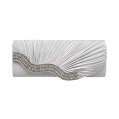 Rhinestone pleated clutch Silver