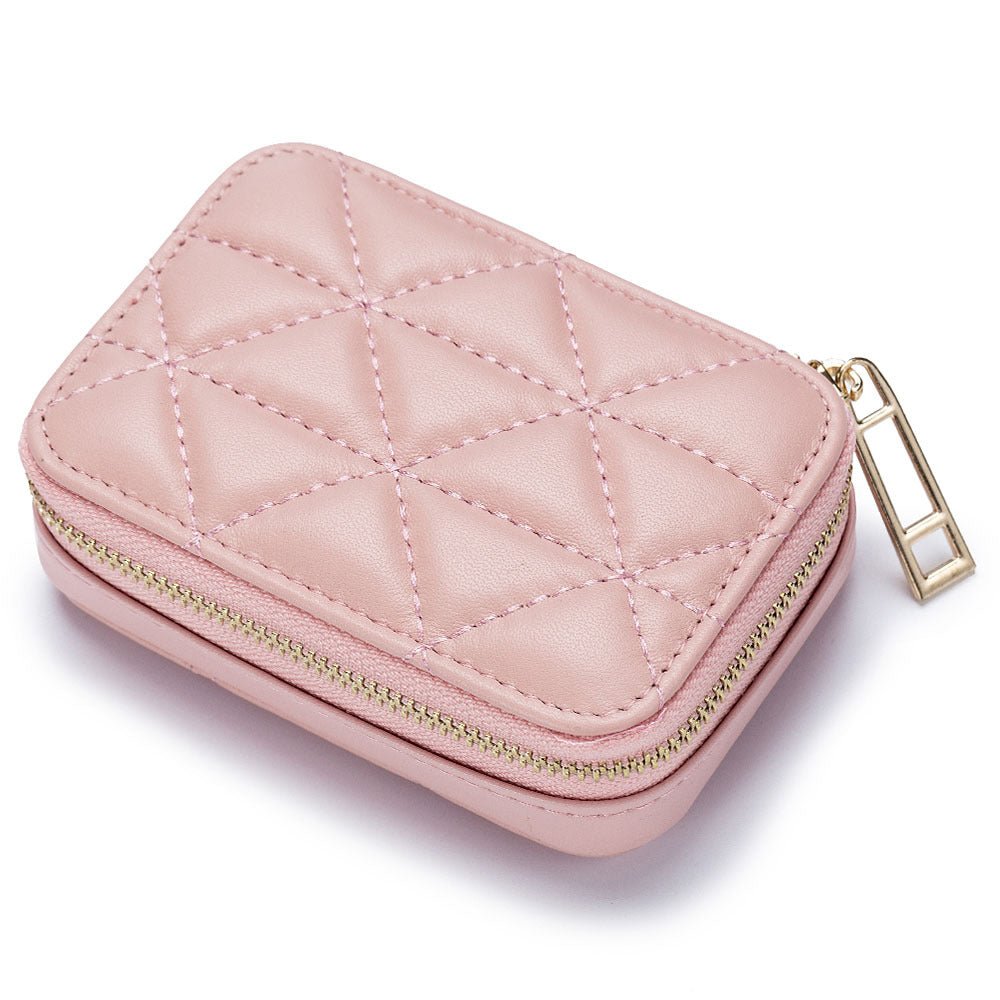 Rhombus Portable Portable Lipstick Pack Mini Cosmetic Bag Pink
