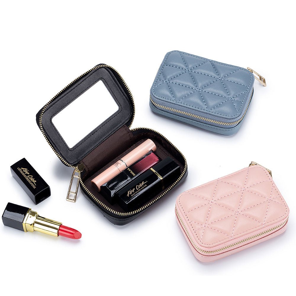 Rhombus Portable Portable Lipstick Pack Mini Cosmetic Bag Pink