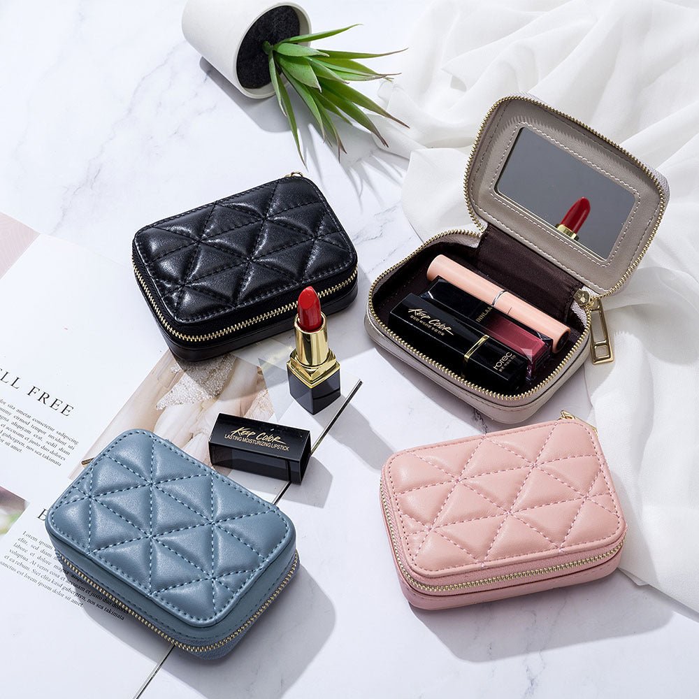Rhombus Portable Portable Lipstick Pack Mini Cosmetic Bag Pink