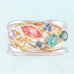 Ring Diamond Wave Line Ornament Silver