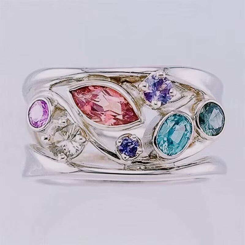 Ring Diamond Wave Line Ornament Silver