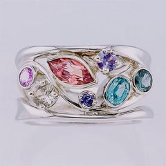 Ring Diamond Wave Line Ornament Silver