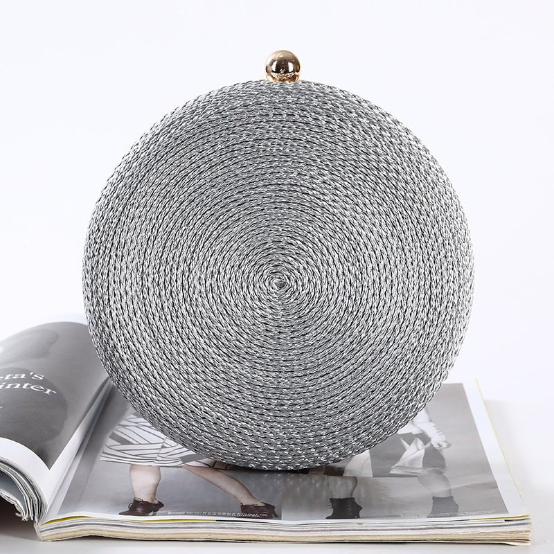Round Dinner Clutch Handmade Fashion Hipster Silver