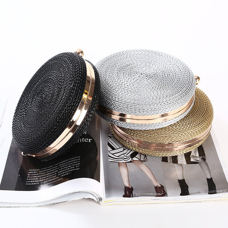 Round Dinner Clutch Handmade Fashion Hipster Silver