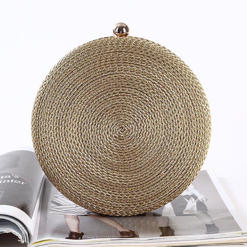 Round Dinner Clutch Handmade Fashion Hipster Gold
