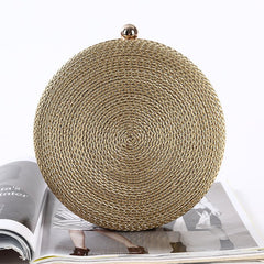 Round Dinner Clutch Handmade Fashion Hipster Gold