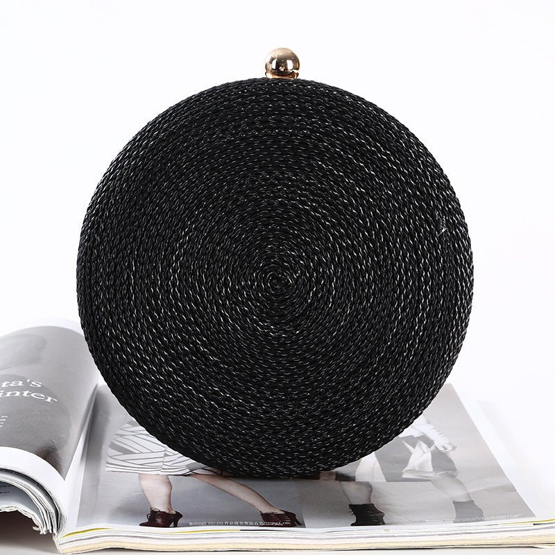 Round Dinner Clutch Handmade Fashion Hipster Black