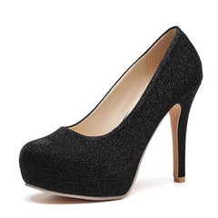 Round - toe stiletto fashion shoes Black