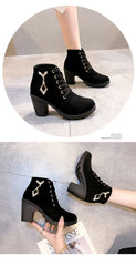 Rubber New Personalized Versatile High Heel Boots Dark Brown