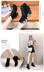 Rubber New Personalized Versatile High Heel Boots Black