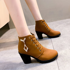 Rubber New Personalized Versatile High Heel Boots Black