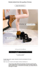 Rubber New Personalized Versatile High Heel Boots Dark Brown