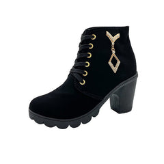 Rubber New Personalized Versatile High Heel Boots Black
