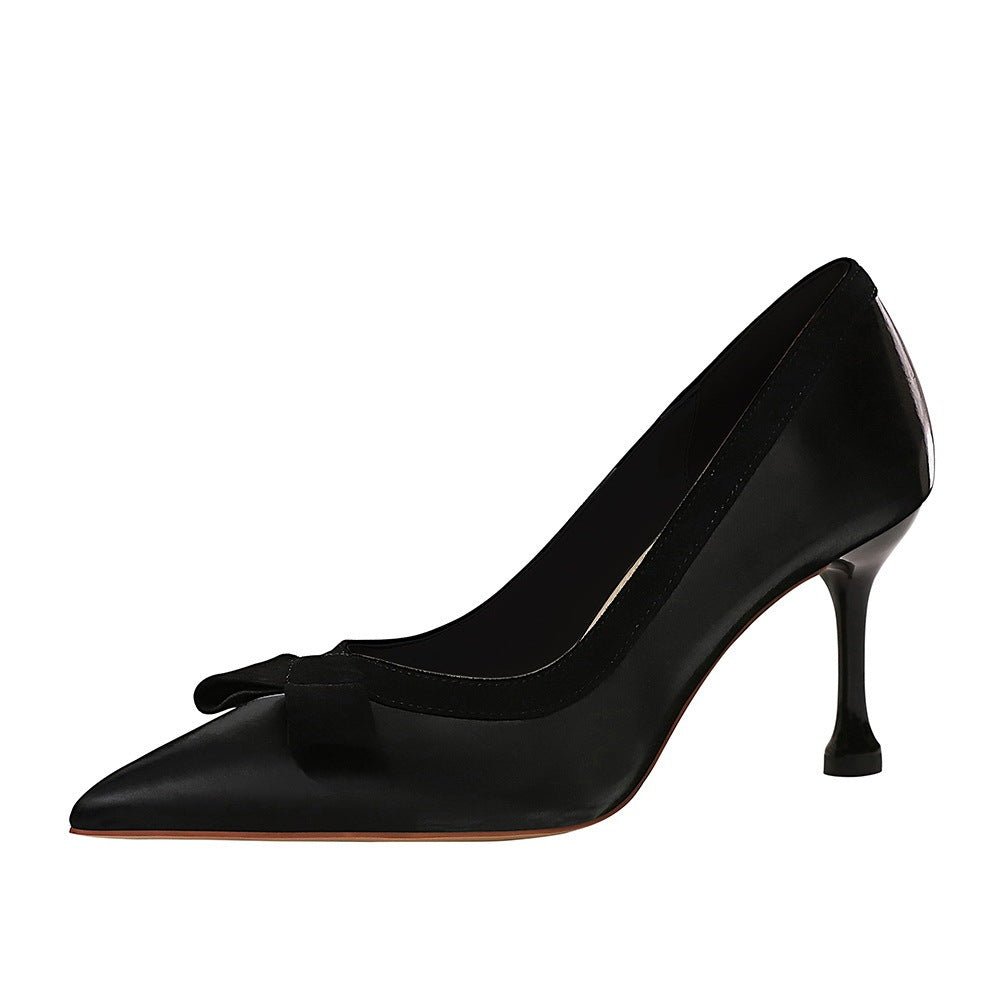 Satin colorblock bow shoes Pink