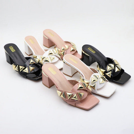 Season Chic Open Toe High Chunky Heel Women's Simple Outdoor Sandals Apricot