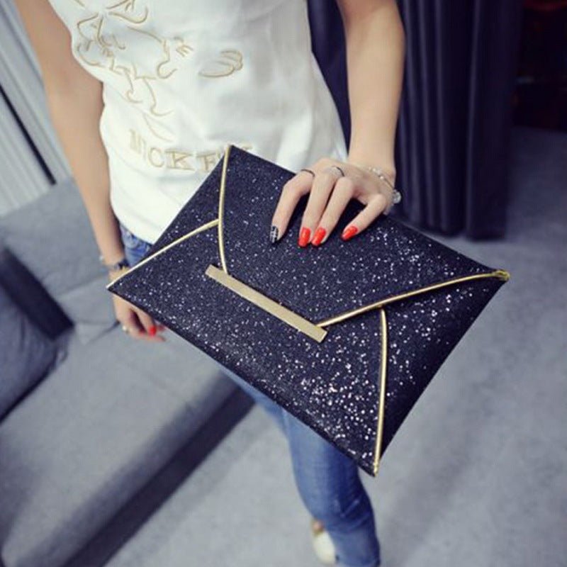 Sequin glitter clutch Black