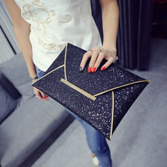 Sequin glitter clutch Black