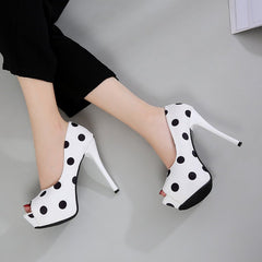 Shallow mouth fish mouth high heels White