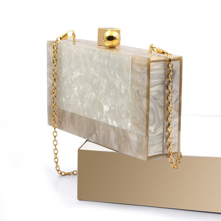 Shell Acrylic Stitching Shoulder Clutch Female Bag Beige