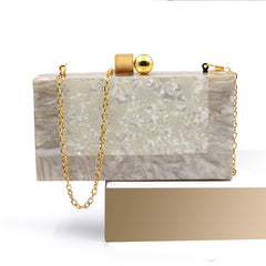 Shell Acrylic Stitching Shoulder Clutch Female Bag Navy Blue