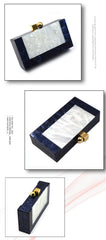 Shell Acrylic Stitching Shoulder Clutch Female Bag Navy Blue
