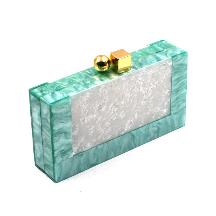 Shell Acrylic Stitching Shoulder Clutch Female Bag Green