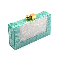 Shell Acrylic Stitching Shoulder Clutch Female Bag Green