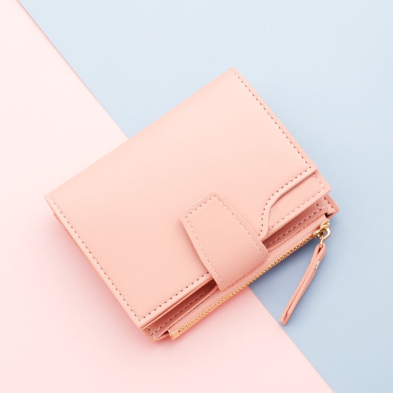 Short Multiple Card Slots Women's Wallet With Zipper 13843 Short Pink