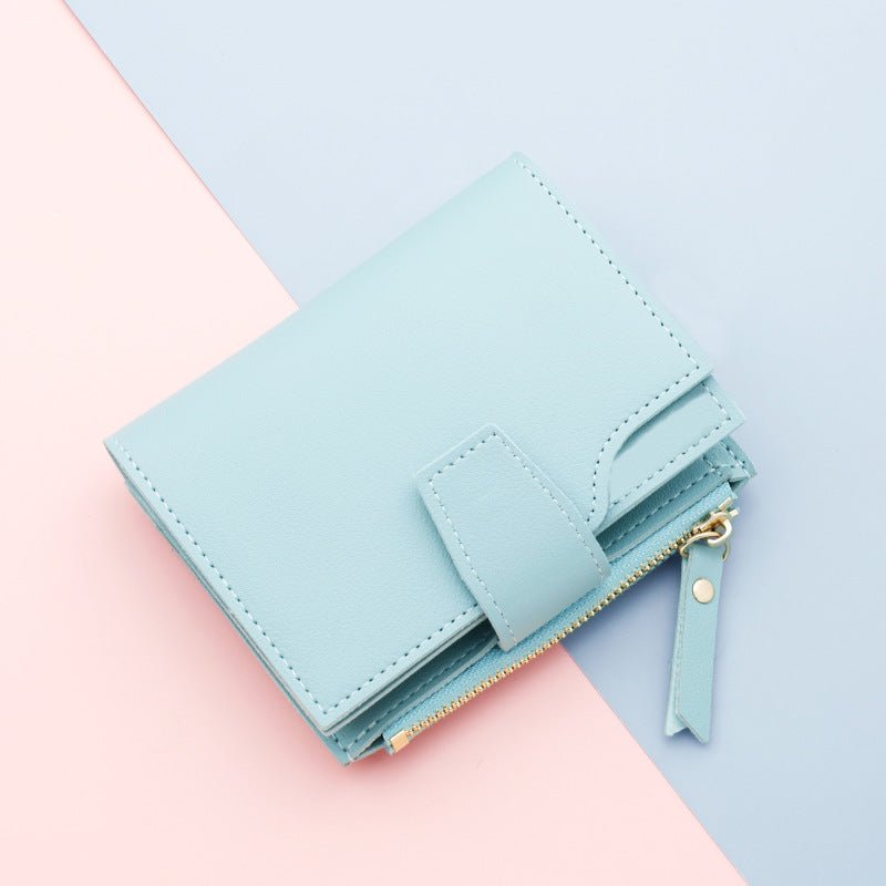 Short Multiple Card Slots Women's Wallet With Zipper 13843 Short Blue