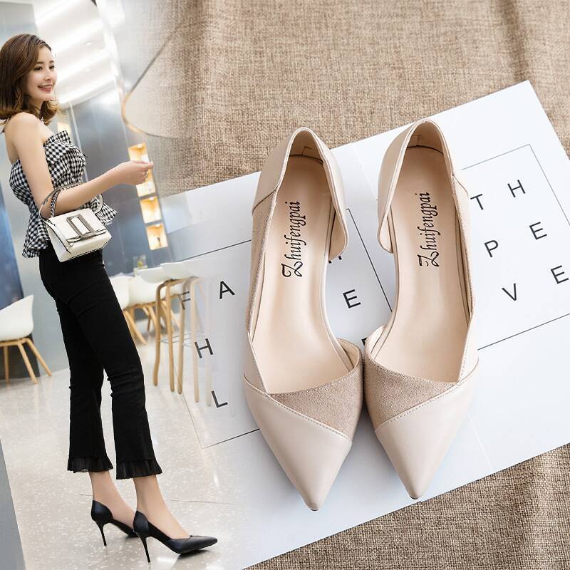 Side stitching low heels 34