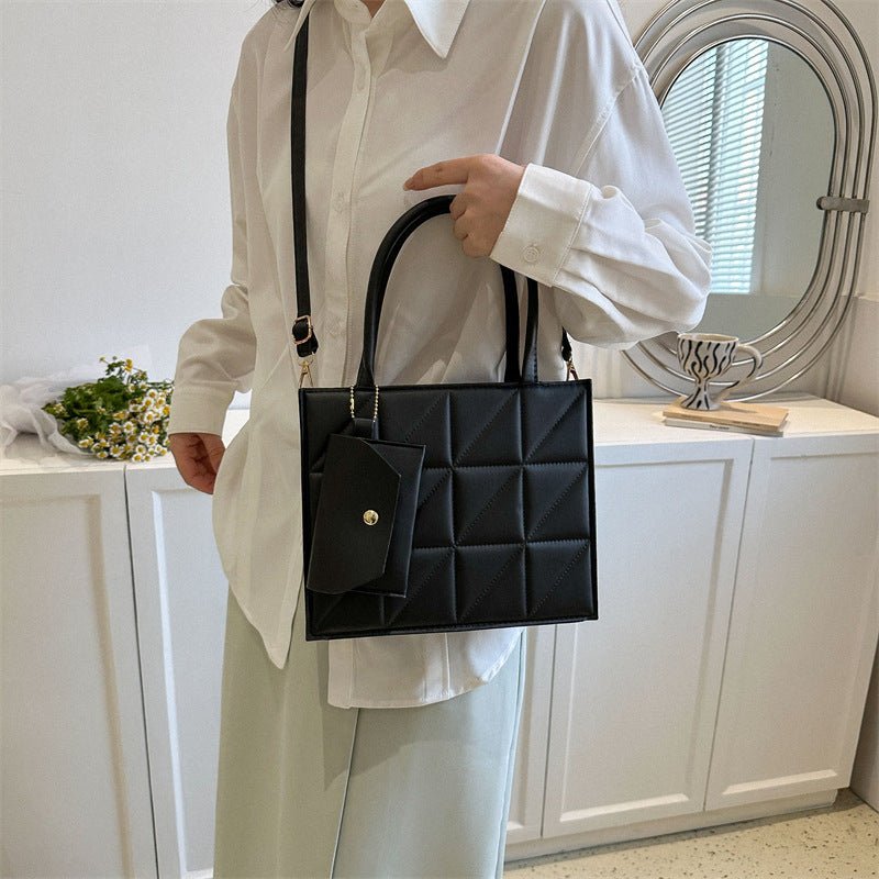 Simple Elegant Portable Shoulder Small Square Bag with Clutch White