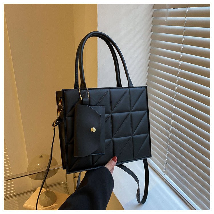 Simple Elegant Portable Shoulder Small Square Bag with Clutch Black