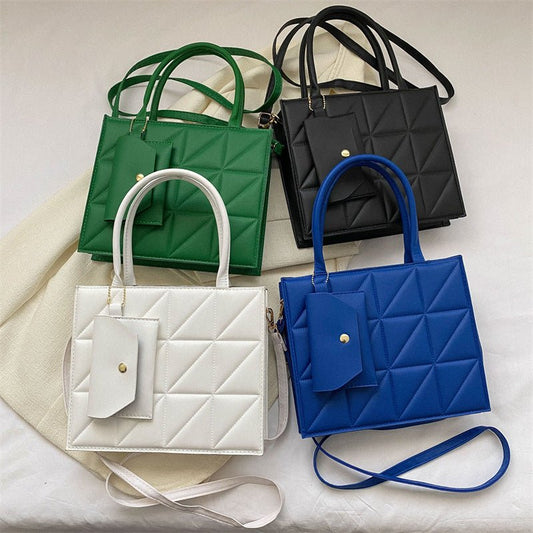 Simple Elegant Portable Shoulder Small Square Bag with Clutch Black