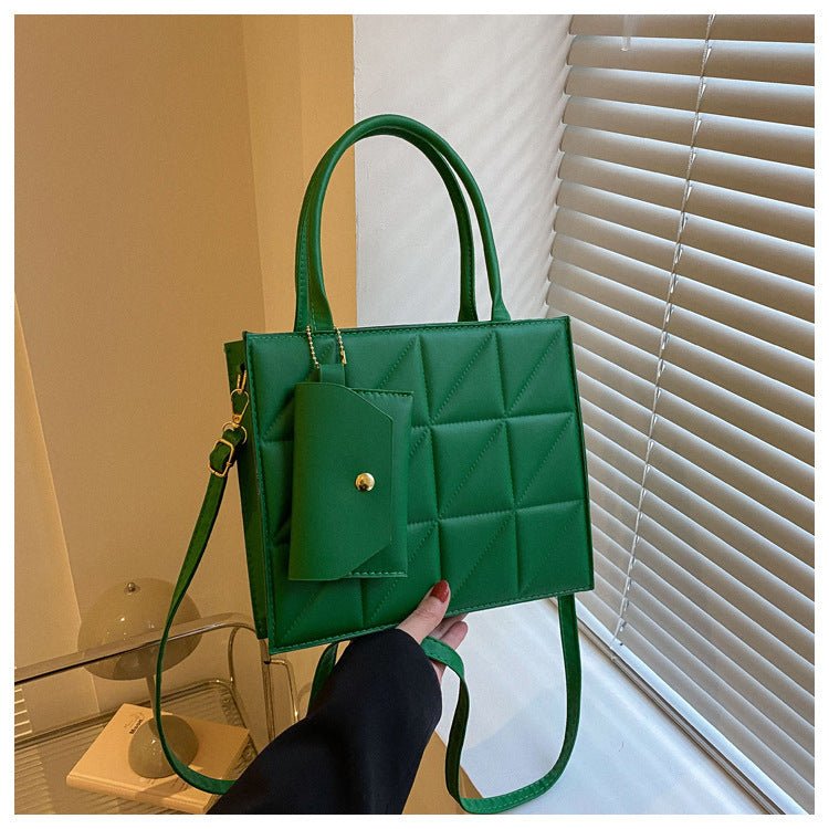 Simple Elegant Portable Shoulder Small Square Bag with Clutch Green