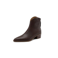 Simple Solid Color And Nude Ankle Boots For Women Brown With Velvet Lining