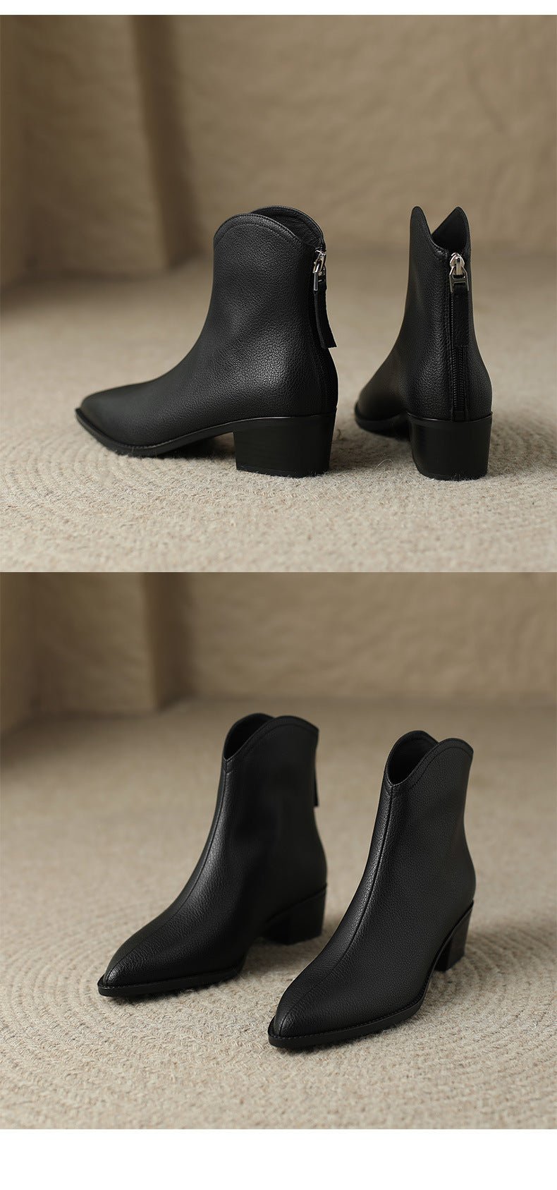 Simple Solid Color And Nude Ankle Boots For Women Beige, Fleece Lining