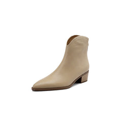 Simple Solid Color And Nude Ankle Boots For Women Beige, Fleece Lining