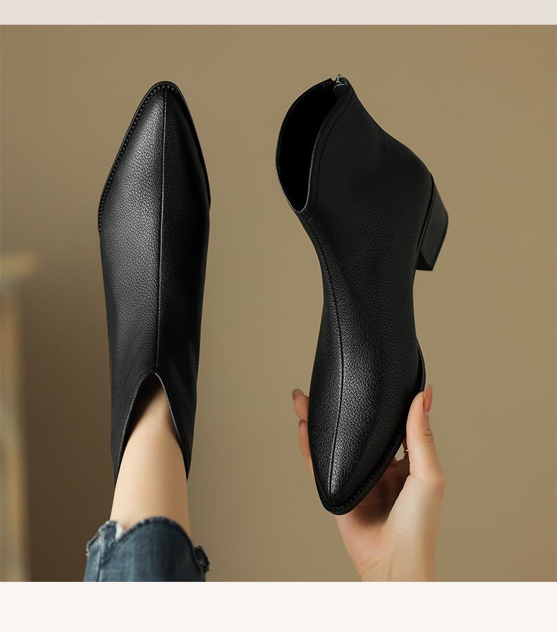 Simple Solid Color And Nude Ankle Boots For Women Beige, Fleece Lining