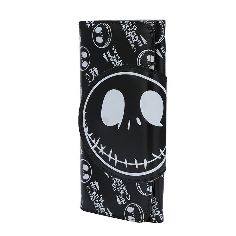 Skull Long Buckle Wallet Clutch Black Long