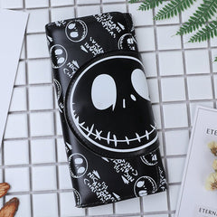 Skull Long Buckle Wallet Clutch Black Long
